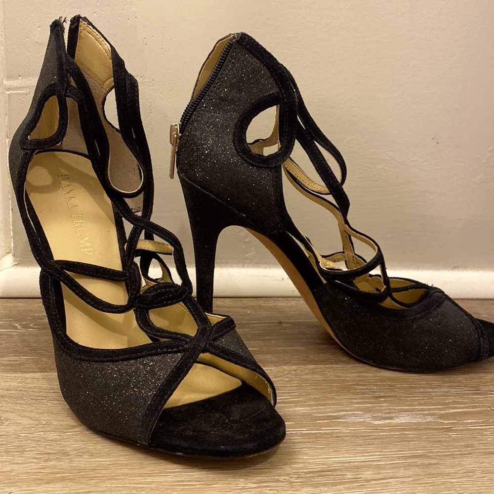 Black shimmer heels